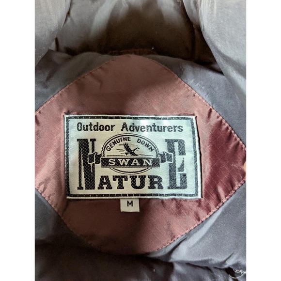 Puffer Vest Men's Medium Genuine Down Feathers Brown Camping Hiking Winter - Picture 6 of 11